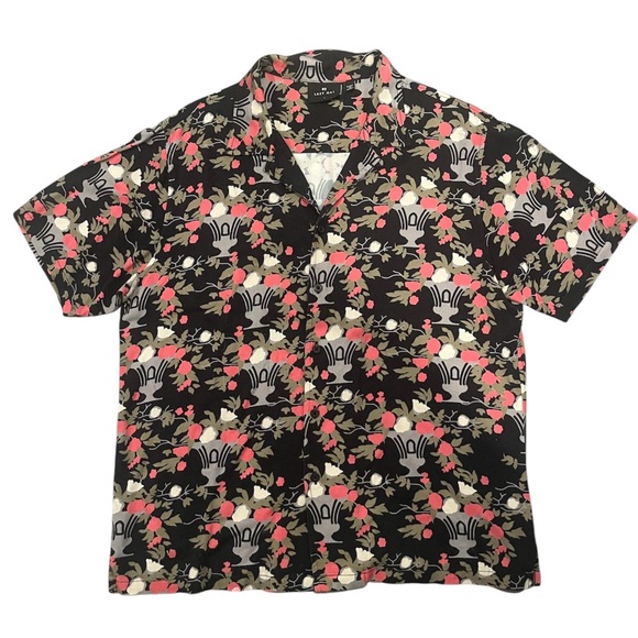 Lazy Oaf Large Nip It In The Bud Short Sleeve Button-Down Viscose Floral Shirt - Picture 4 of 9